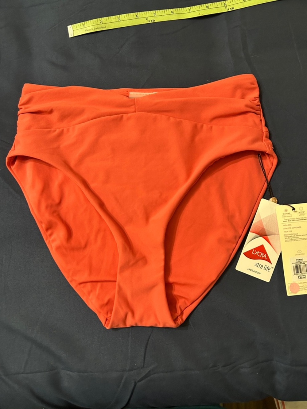 LYCRA Orange High-Waist Bikini Bottoms for Women